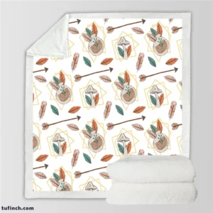 Hand Drawn Bohemian Pattern Sherpa Fleece Blanket