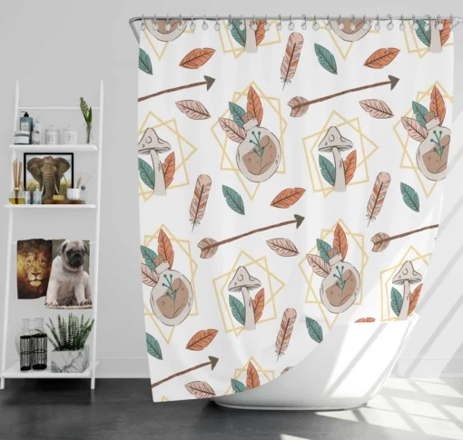 Hand Drawn Bohemian Pattern Shower Curtain