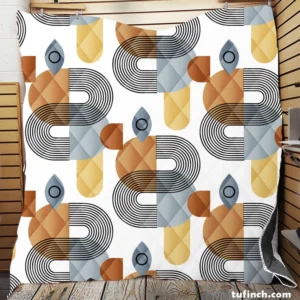 Hand Drawn Boho Geometric Pattern Quilt Blanket