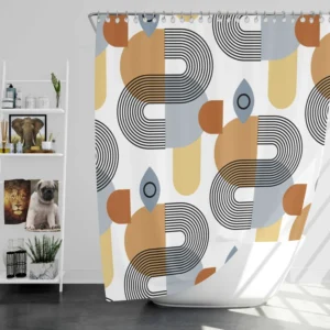 Hand Drawn Boho Geometric Pattern Shower Curtain