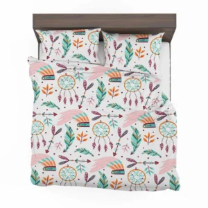 Hand Drawn Boho Luck Charm Pattern Design Bedding Set 1