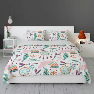 Hand Drawn Boho Luck Charm Pattern Design Bedding Set 2