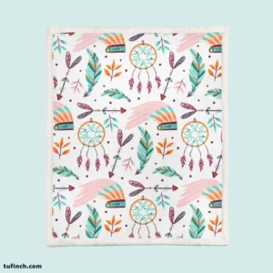 Hand Drawn Boho Luck Charm Pattern Design Sherpa Fleece Blanket 1