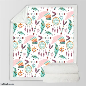 Hand Drawn Boho Luck Charm Pattern Design Sherpa Fleece Blanket