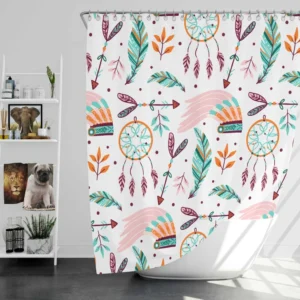 Hand Drawn Boho Luck Charm Pattern Design Shower Curtain