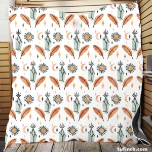 Hand Drawn Boho Pattern Design Quilt Blanket