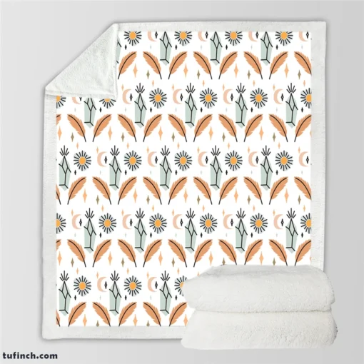 Hand Drawn Boho Pattern Design Sherpa Fleece Blanket