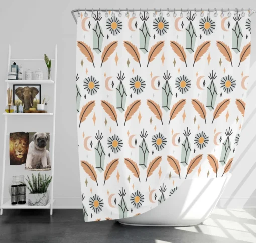 Hand Drawn Boho Pattern Design Shower Curtain