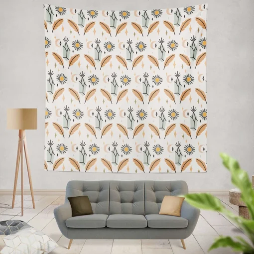 Hand Drawn Boho Pattern Design Wall Tapestry