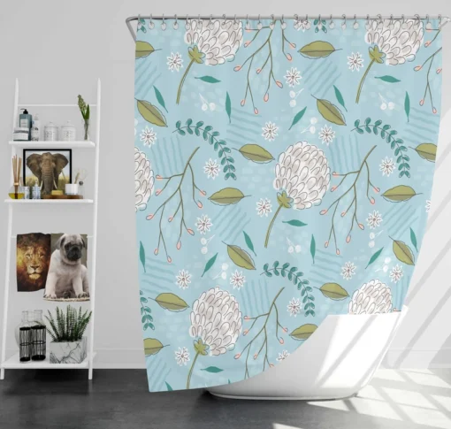 Hand Drawn Dandelions Shower Curtain