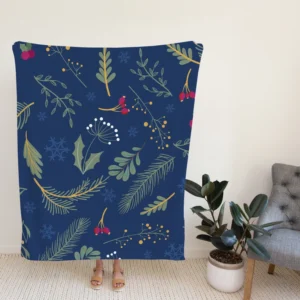 Hand Drawn Dark Sea Blue Pattern Fleece Blanket