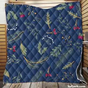 Hand Drawn Dark Sea Blue Pattern Quilt Blanket