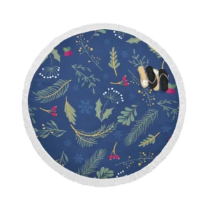 Hand Drawn Dark Sea Blue Pattern Round Beach Towel