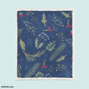 Hand Drawn Dark Sea Blue Pattern Sherpa Fleece Blanket 1