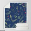 Hand Drawn Dark Sea Blue Pattern Sherpa Fleece Blanket