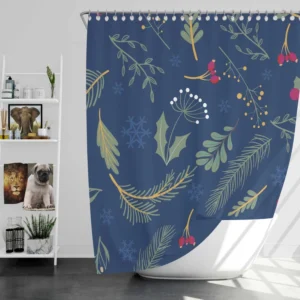 Hand Drawn Dark Sea Blue Pattern Shower Curtain