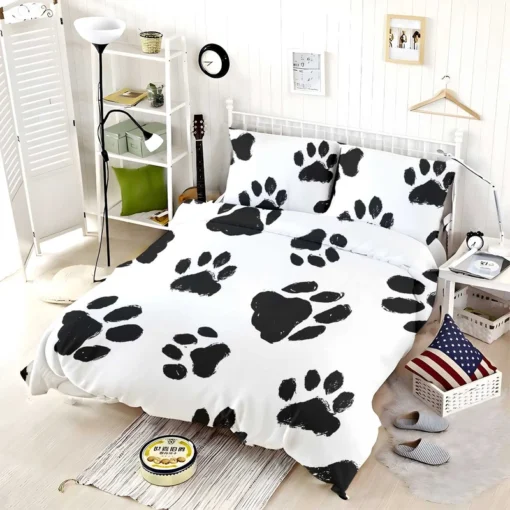 Hand Drawn Dog Footprint Bedding Set