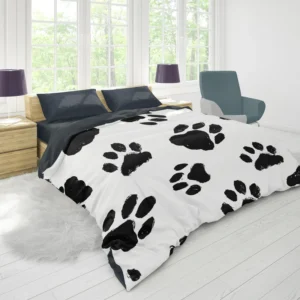 Hand Drawn Dog Footprint Duvet Cover 1