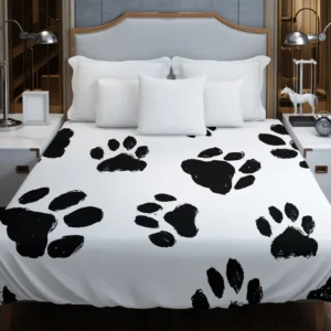 Hand Drawn Dog Footprint Duvet Cover