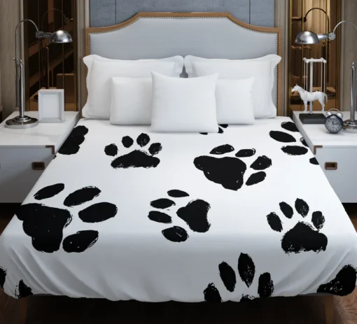 Hand Drawn Dog Footprint Duvet Cover