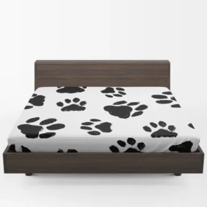 Hand Drawn Dog Footprint Fitted Sheet 1