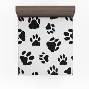 Hand Drawn Dog Footprint Fitted Sheet