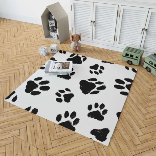 Hand Drawn Dog Footprint Rug 1