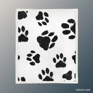 Hand Drawn Dog Footprint Sherpa Fleece Blanket 1