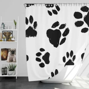 Hand Drawn Dog Footprint Shower Curtain