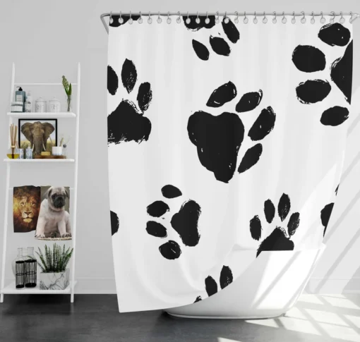 Hand Drawn Dog Footprint Shower Curtain