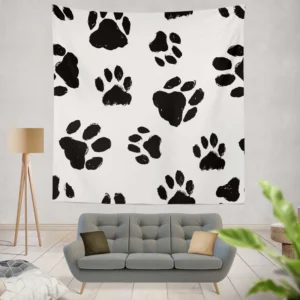 Hand Drawn Dog Footprint Wall Tapestry