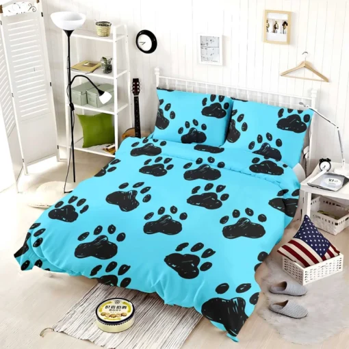 Hand Drawn Dog Paw Sketch Bedding Set