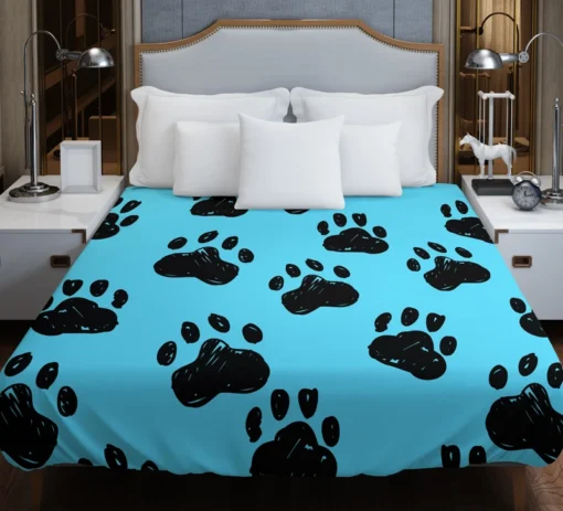 Hand Drawn Dog Paw Sketch Duvet Cover