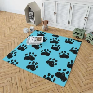 Hand Drawn Dog Paw Sketch Rug 1