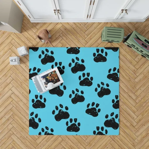 Hand Drawn Dog Paw Sketch Rug