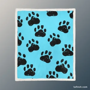 Hand Drawn Dog Paw Sketch Sherpa Fleece Blanket 1