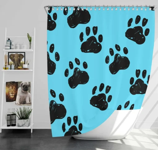 Hand Drawn Dog Paw Sketch Shower Curtain