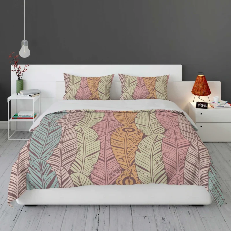 Hand Drawn Feather Pattern Bedding Set 1