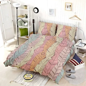 Hand Drawn Feather Pattern Bedding Set