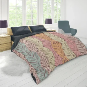 Hand Drawn Feather Pattern Duvet Cover 1