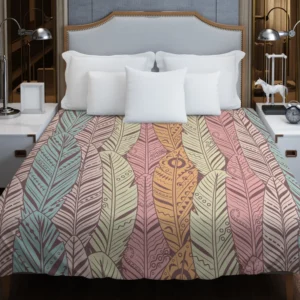 Hand Drawn Feather Pattern Duvet Cover