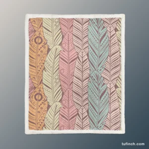 Hand Drawn Feather Pattern Sherpa Fleece Blanket 1