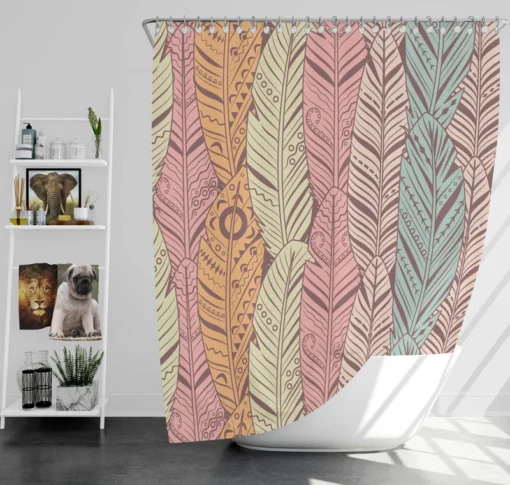 Hand Drawn Feather Pattern Shower Curtain