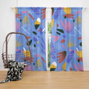 Hand Drawn Flat Design Abstract Doodle Pattern Curtain