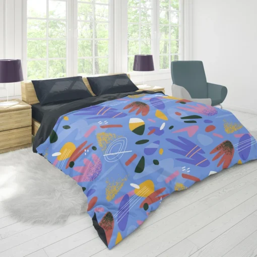 Hand Drawn Flat Design Abstract Doodle Pattern Duvet Cover 1