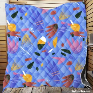 Hand Drawn Flat Design Abstract Doodle Pattern Quilt Blanket