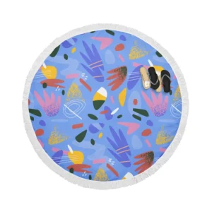 Hand Drawn Flat Design Abstract Doodle Pattern Round Beach Towel