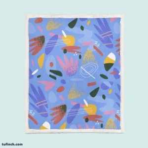 Hand Drawn Flat Design Abstract Doodle Pattern Sherpa Fleece Blanket 1