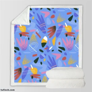 Hand Drawn Flat Design Abstract Doodle Pattern Sherpa Fleece Blanket