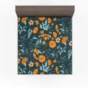 Hand Drawn Floral Pattern in Peach Tones Fitted Sheet